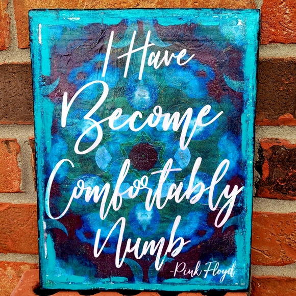 Pink Floyd Moon Mandala Comfortably Numb Music Handmade Wall Art Blue Teal - Picture 5 of 5